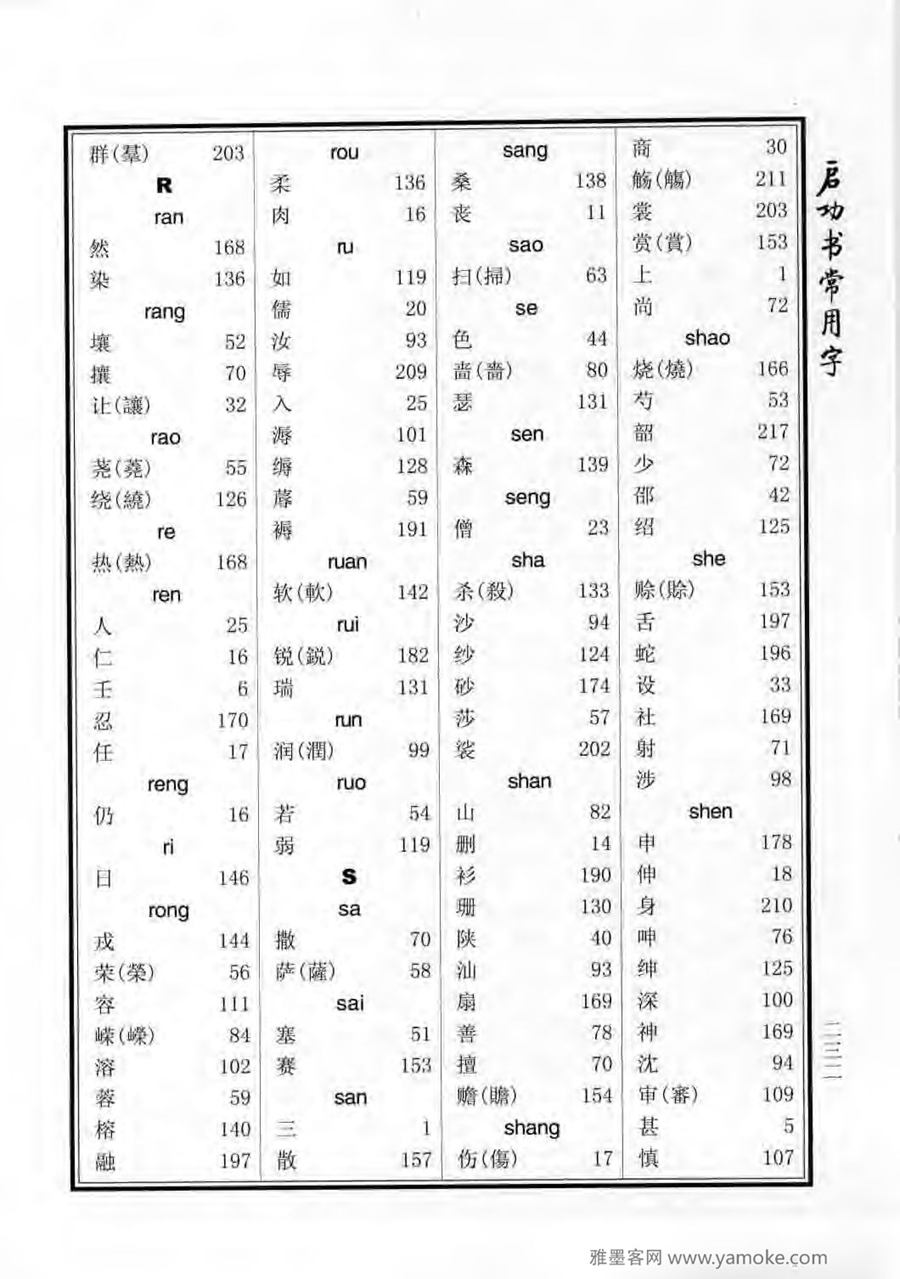 启功行楷字帖《启功书常用字》字帖欣赏