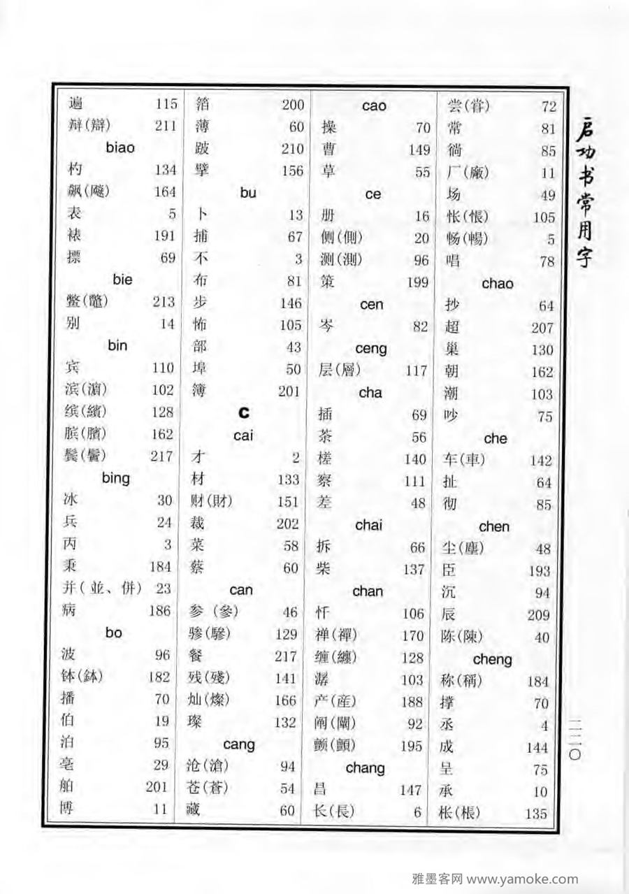 启功行楷字帖《启功书常用字》字帖欣赏