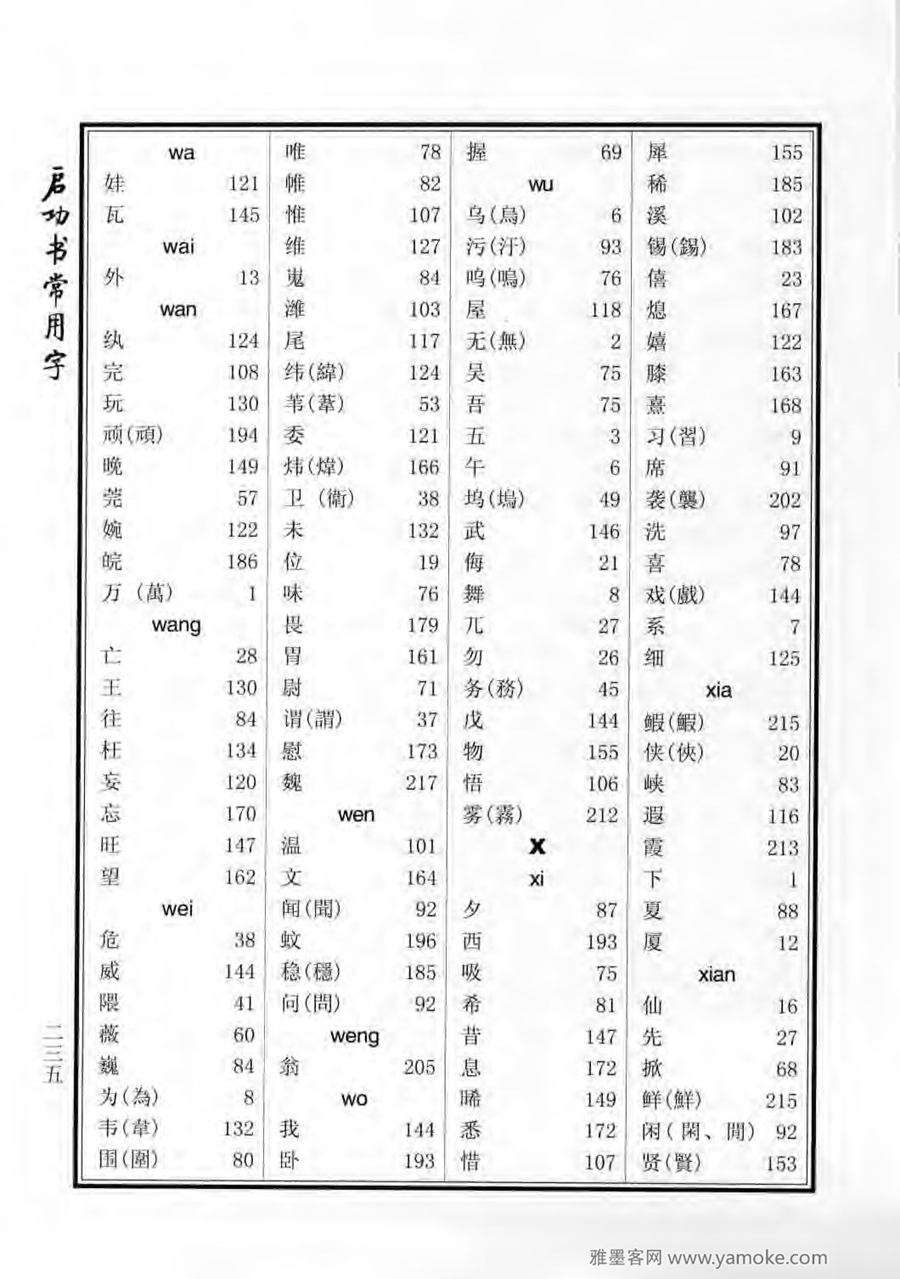 启功行楷字帖《启功书常用字》字帖欣赏
