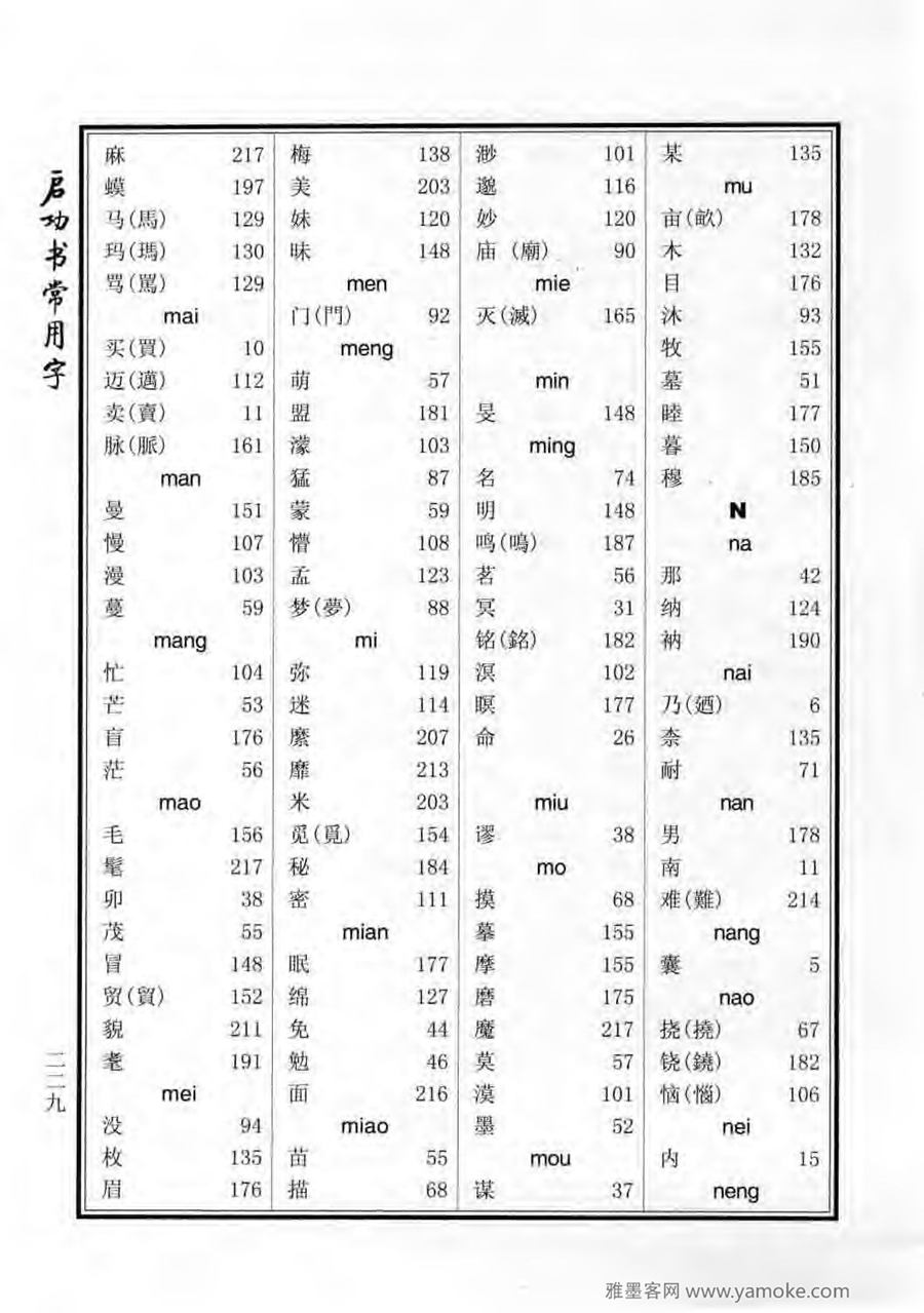 启功行楷字帖《启功书常用字》字帖欣赏