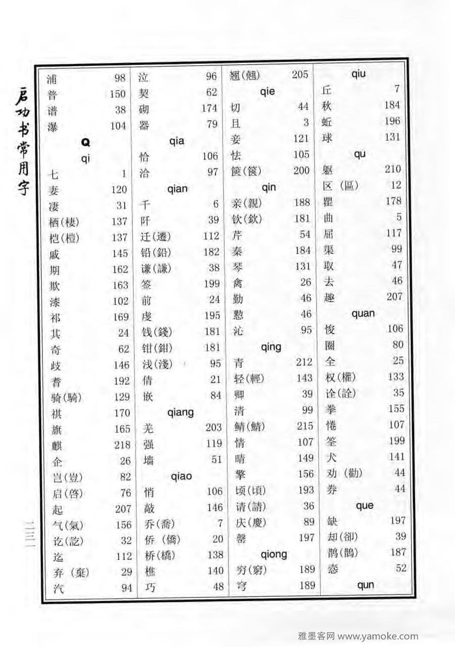 启功行楷字帖《启功书常用字》字帖欣赏