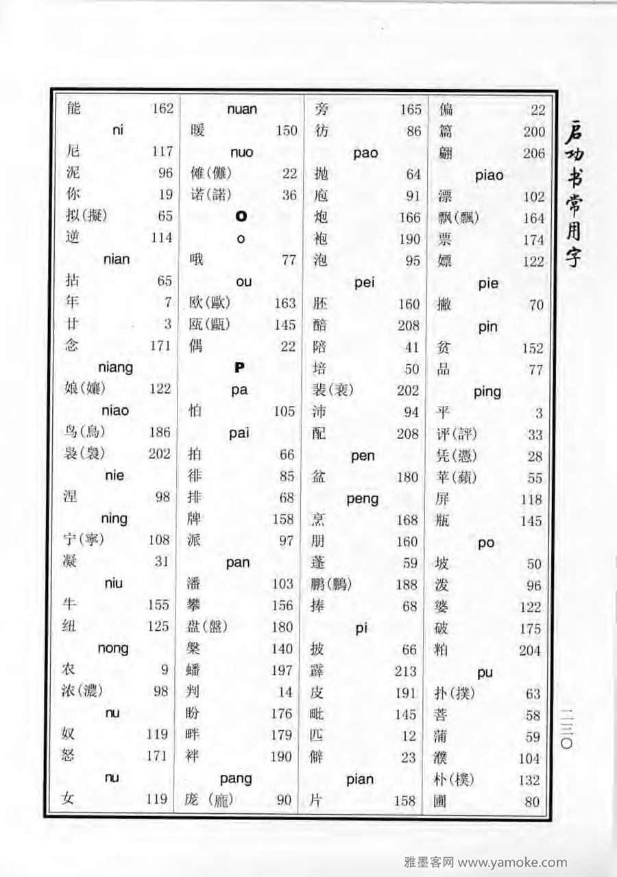 启功行楷字帖《启功书常用字》字帖欣赏