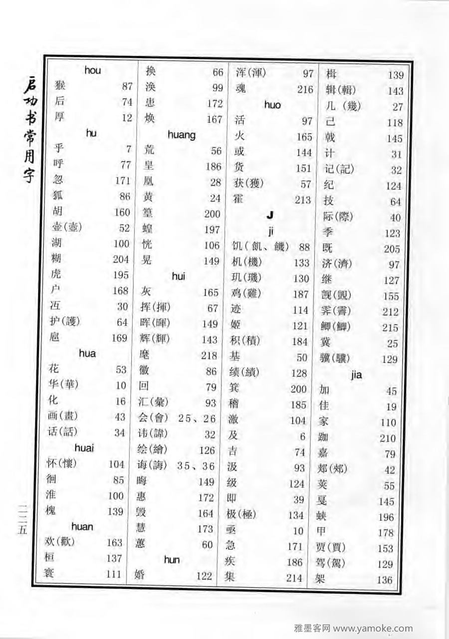 启功行楷字帖《启功书常用字》字帖欣赏