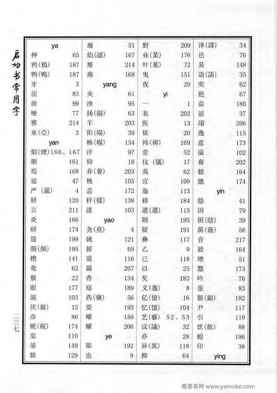 启功行楷字帖《启功书常用字》字帖欣赏