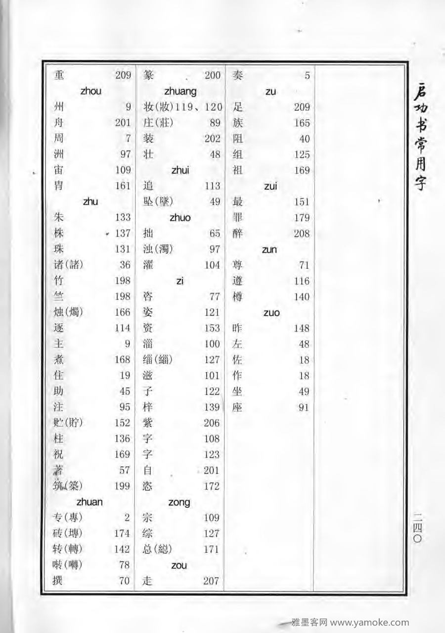 启功行楷字帖《启功书常用字》字帖欣赏