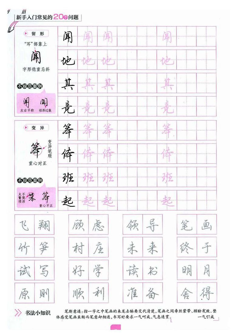 荆霄鹏《新手入门常见的20个问题》行楷