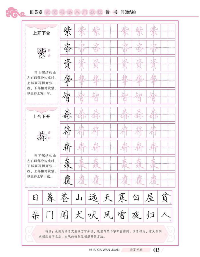 田英章硬笔书法入门教程 楷书间架结构